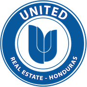 sello de United hn - la u en medio con un circulo que dice united real estate - Honduras. bienes y raices Honduras